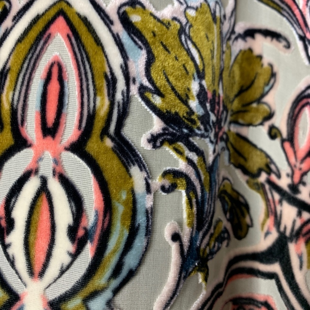 Lavender Brown Anthropologie Womens 3/4 Sleeve Velvet Floral Pink Blue Green XS - Picture 4 of 7